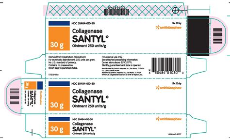 Collagenase Santyl Ointment 250 Unitsg Smith And Nephew Inc
