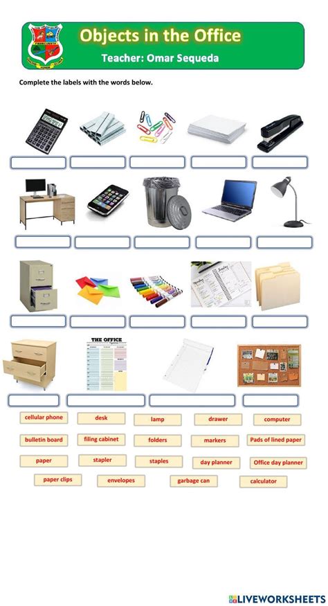 Objects In The Office Interactive Worksheet Live Worksheets Worksheets Library