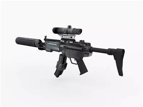Mp5 소음기 총 무료 3d 모델 - .3ds, .Max- Open3dModel