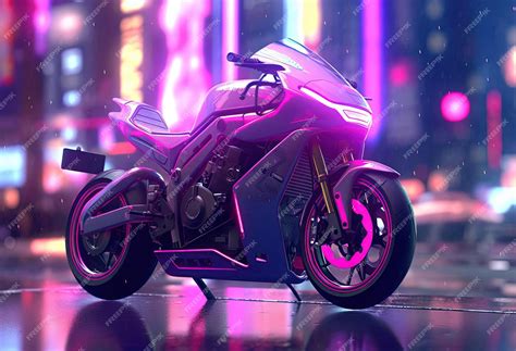 Premium Ai Image Sport Motorcycle In The Style Of Surreal Cyberpunk Iconography