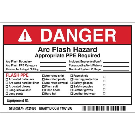 DANGER Arc Flash Boundary Arc Flash PPE Category Minimum Arc Rating Of ...