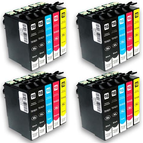 20 Patronen Kompatibel zu Epson 16XL, Füller, T1636, C13T16364010 Sch ...