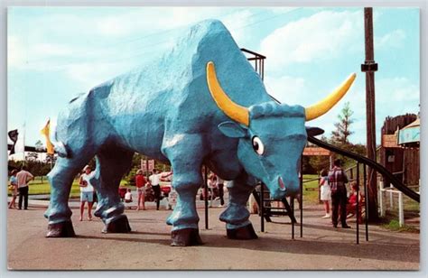 Postcard Babe The Blue Ox Paul Bunyan Center Joe Bowen Brainerd Mn F