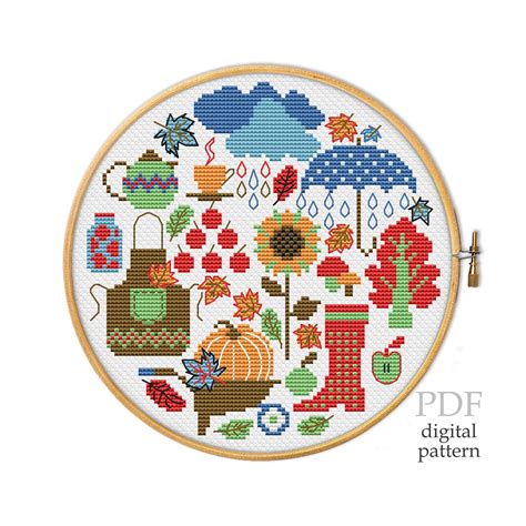 Fall Sampler For Cross Stitch Pattern Autumn Sampler Pumpkin Etsy