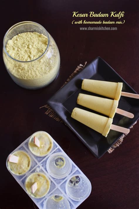 Kesar Badam Kulfi Recipe With Homemade Badam Mix