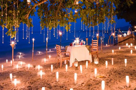 Romantic Candle Light Dinner On The Beach