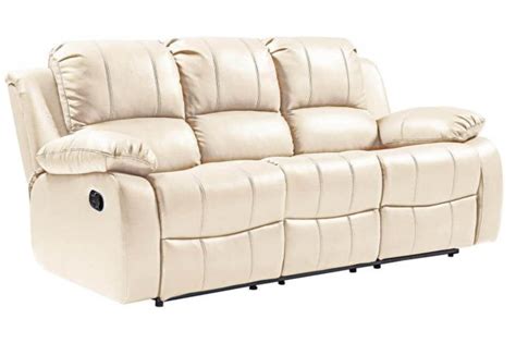 Valencia Genuine Cream Leather 3 Seater Recliner Sofa FurnitureInstore