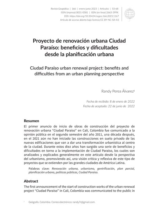 Pdf Proyecto De Renovaci N Urbana Ciudad Para So Beneficios Y