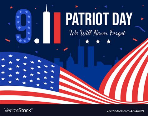 Happy Usa Patriot Day With United States Flag 911 Vector Image