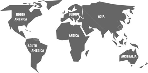 Minimalist World Map With Six Continents In Flat Vector Vector, Education, Travel, Wireframe PNG ...