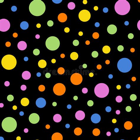 Colorful Polka Dots Seamless Pattern On Black Stock Vector