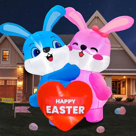 5 8ft Easter Inflatables Outdoor Decorations Lovely Easter Bunny Blow Up Yard