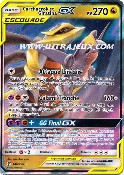 Carchacrok Giratina Gx Escouade Carte Pok Mon Cartes