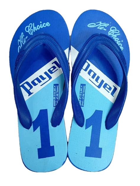 Daily Wear Payel Mens Blue Printed Rubber Slipper Size At Rs