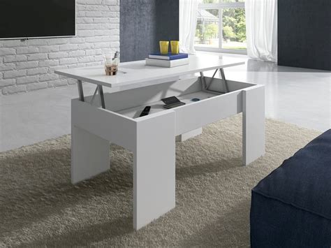 Mesa Centro Elevable Blanco Brillo Ivs