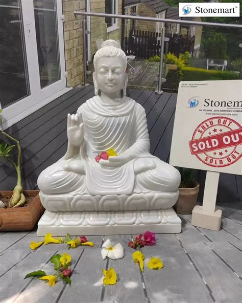 Sold To Bengaluru Karnataka Feet White Marble Stone Buddha Statue In