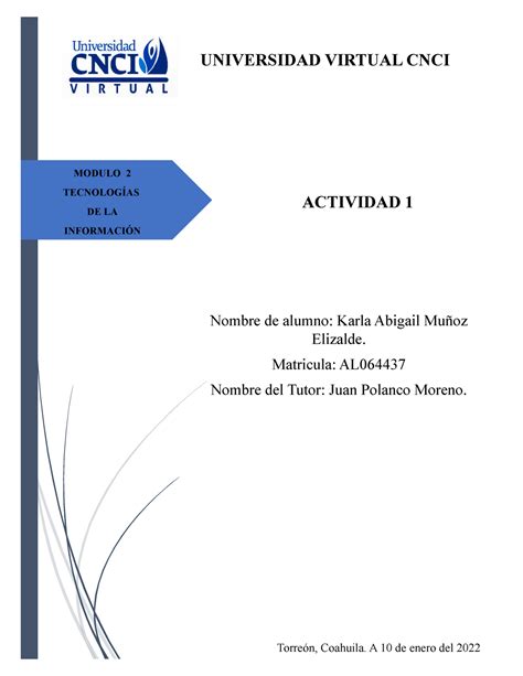 Act 1 Cnci Virtual UNIVERSIDAD VIRTUAL CNCI ACTIVIDAD 1 MODULO 2