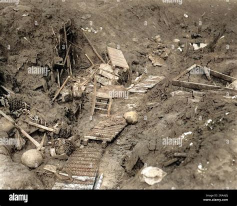 Debris In An Abandoned German Trench On The Western Front During World