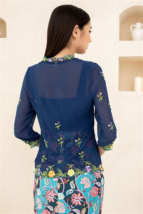 Flowers Of Dawn Nyonya Kebaya Navy Faire Belle