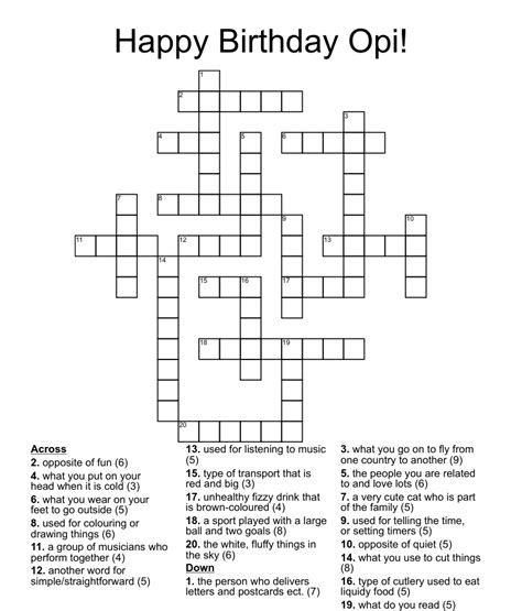 Happy Birthday Opi Crossword Wordmint