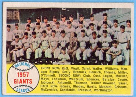 1958 Topps 19 New York Giants VG VGEX WRINKLE Willie Mays Bobby