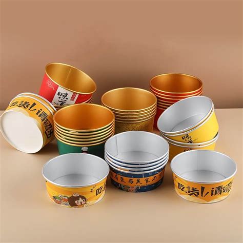 Disposable Take Away Out White Kraft Disposable Salad Paper Ramen Noodle Hot Soup Bowl With Dome