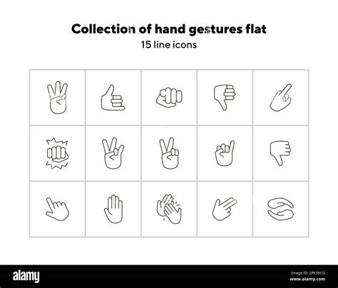 Collection Of Hand Gestures Flat Icons Stock Vector Image Art Alamy