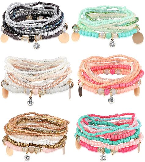 Jstyle Bohemian Bracelets Set Multilayer Stackable Bracelets For Women