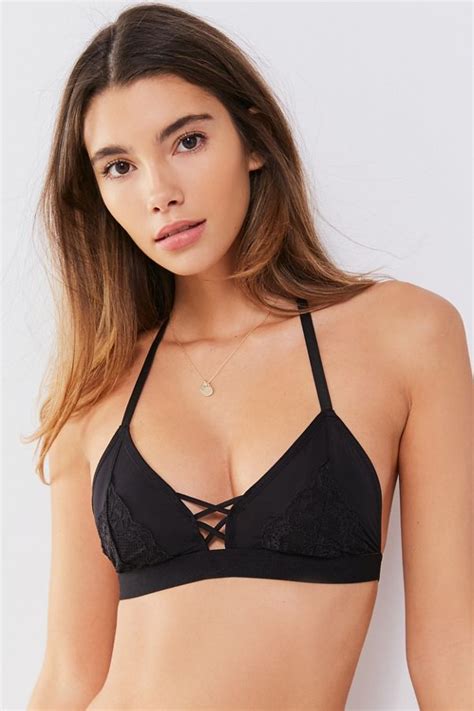 Strappy Lace Applique Triangle Bra Urban Outfitters