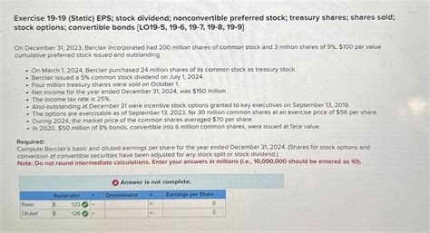 Answered Exercise 19 19 Static Eps Stock Bartleby