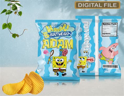 Spongebob Chip Bags Spongebob Digital Printable Spongebob Etsy