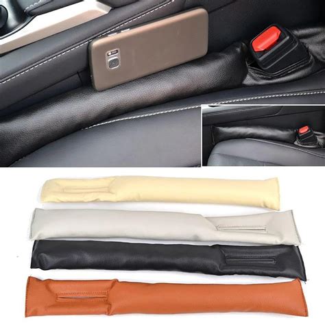 Pc Pu Leather Front Car Seat Gap Stopper Leak Stop Pad Filler Mat