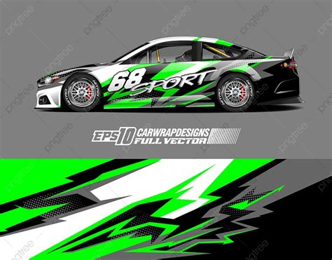 Gambar Mockup Vektor Desain Livery Grafis Mobil Balap Templat Untuk