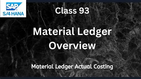 Material Ledger Overview Sap S Hana Co Controlling Class Youtube