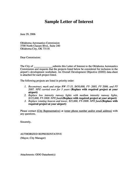 Letter Of Interest Templates Letter Of Interest Template Bus