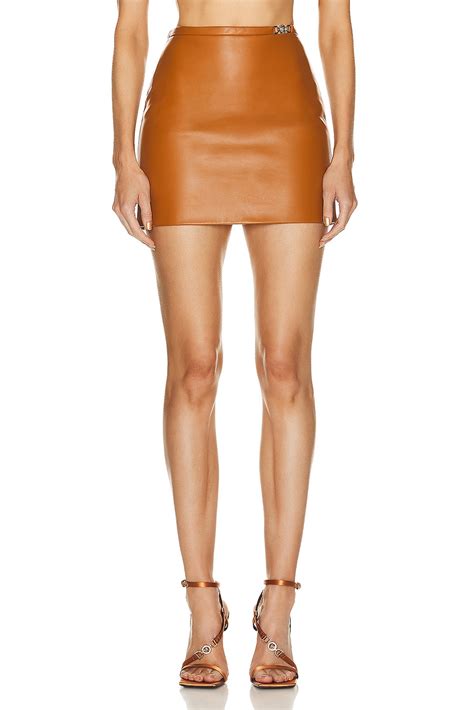 Versace Leather Mini Skirt In Caramel Fwrd