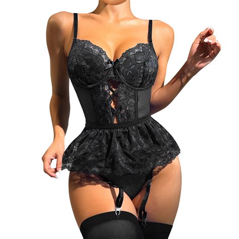 Qcmgmg Sexy Lingerie For Women Naughty For Sex Hollow Out Lace Babydoll