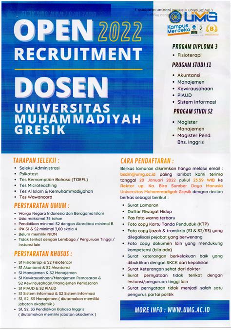 Lowongan Pekerjaan Open Recruitment Dosen Universitas