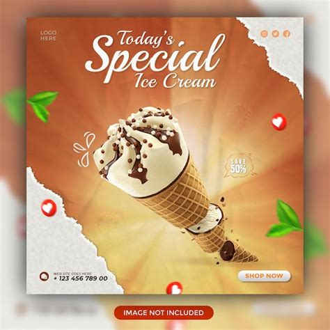 Premium Psd Special Delicious Ice Cream Social Media Banner Post