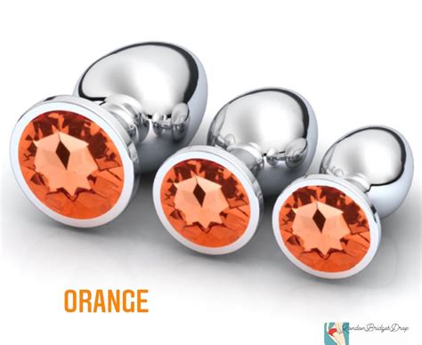 ORANGE Bejeweled Round Butt Plug Anal Sex Toy Insertion Men S Women S Analplay Buttplug BDSM