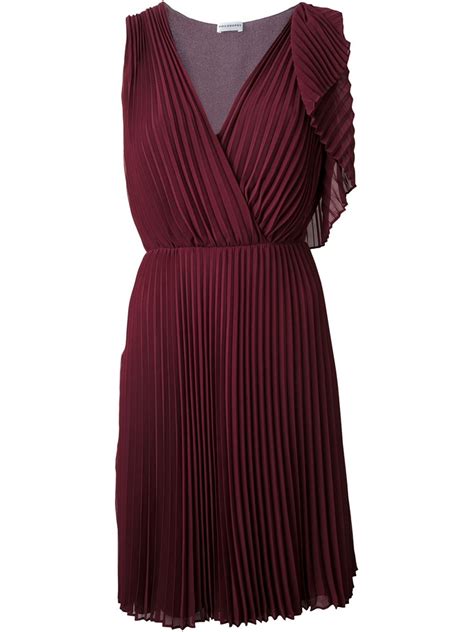 Lyst Philosophy Di Alberta Ferretti Asymmetric Pleated Dress In Red