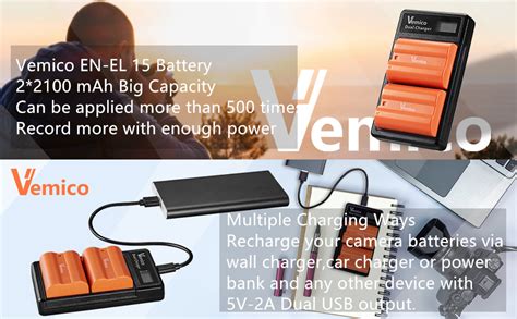 Amazon Vemico EN EL15 EN EL15A EL15B EL15C Battery Charger Kit