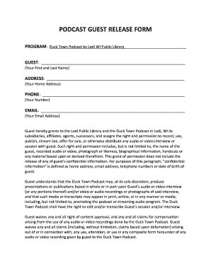 Podcast Guest Release Form Pdf Fill Online Printable Fillable