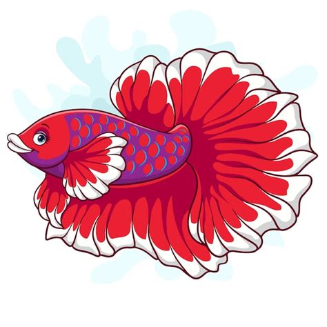 Premium Vector Cartoon Happy Betta Fish On White Background