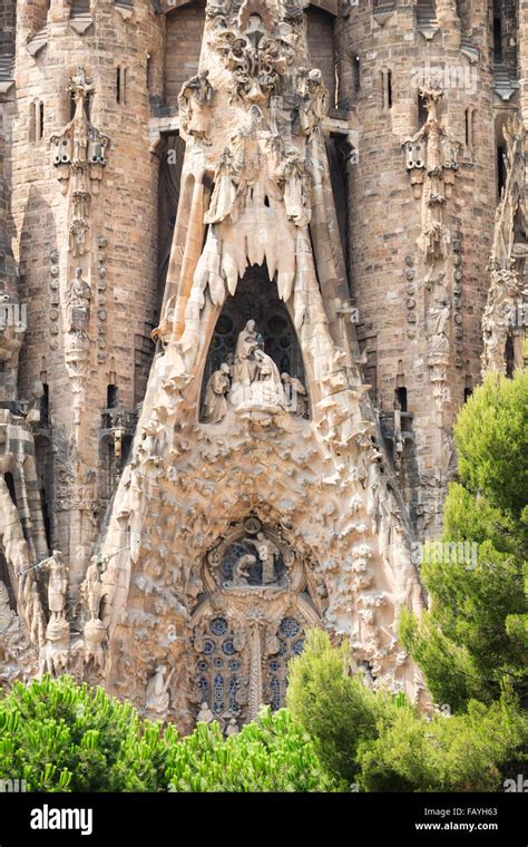 Detail Of The Sagrada Familia By Antonio Gaudi Hi Res Stock Photography