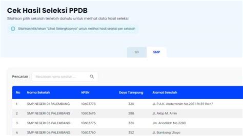 Cara Cek Hasil Ppdb Smp Palembang Jalur Prestasi Tahap Di Portal