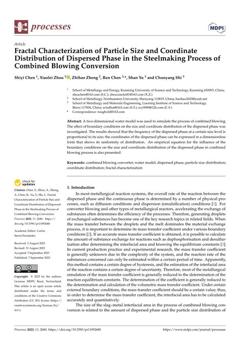 PDF Fractal Characterization Of Particle Size And Coordinate