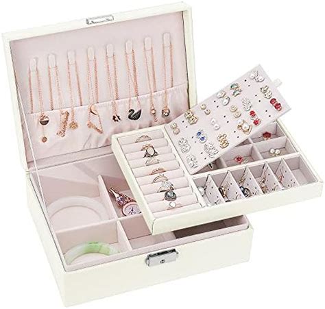 Mardiko Jewellery Box Organiser For Girls Women 2 Layer Lockable Large