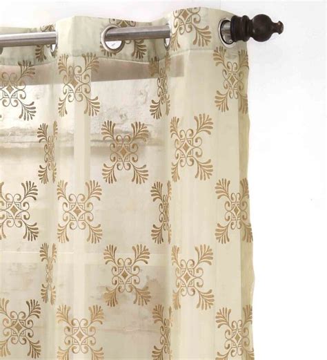 Buy Green Polyester Traditional Sheer Feet Eyelet Curtain By Maspar