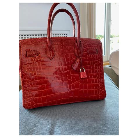 Hermès HERMES BIRKIN 30 Cuirs exotiques Rouge ref 228791 Joli Closet